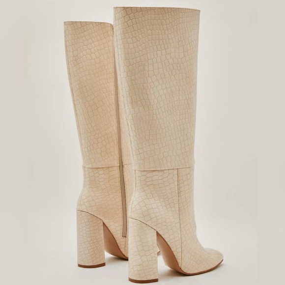 Nasty gal Faux Leather Croc Knee High Pointed Boots women’s boots size 37(6)US - Picture 3 of 14